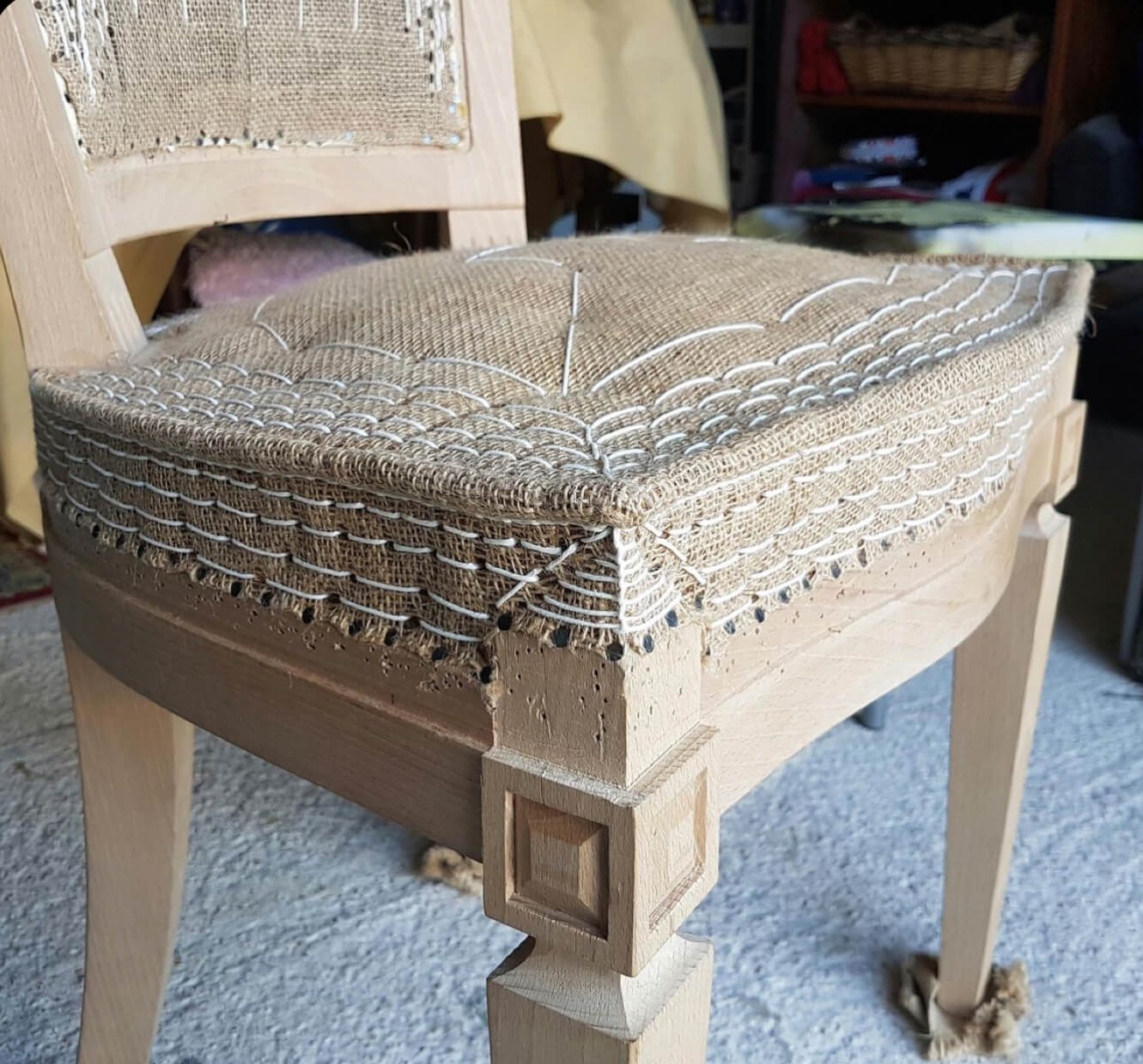 burlap_chair chaise en toile de jute